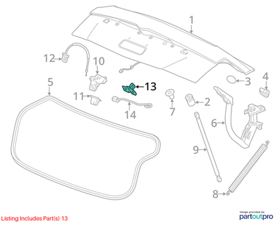 2018 Cadillac CTS Rear Compartment Lid Latch Striker Used OEM 13321093