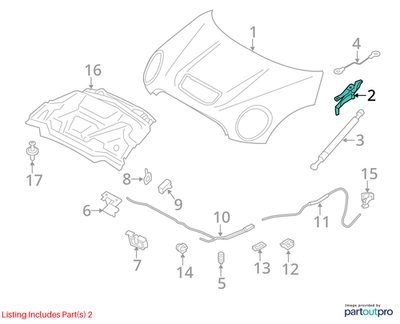 2012 Mini Cooper Right Front Hood Hinge USED OEM 41007211640