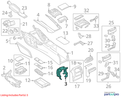 2014 Audi A6 Centre Console Armrest Bracket Used OEM 4G0864283A