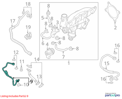 2010-2012 Audi A4 Q5 2.0L Turbocharger Oil Line Used OEM 06H145778B