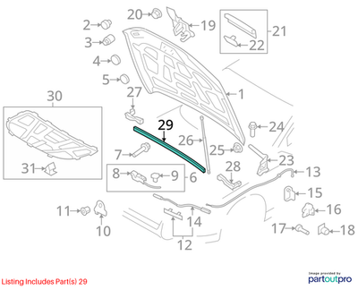 2010-2012 AUDI A4 HOOD SEAL GASKET USED OEM 8T0823723B