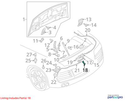 2008–2017 Audi A4 A5 S4 S5 Q5 Hood Microswitch Holder OEM 8T0971739