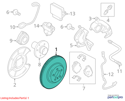 2011–2016 BMW 5 Series Rear Brake Disc Lightweight Ventilated OEM 34216898733