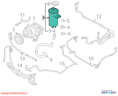 BMW 2009 X5 V8 Power Steering Reservoir 32416782538
