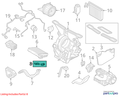 2011–2015 Mini Cooper HVAC Heater Hose Outlet Mount Kit OEM 64113422668