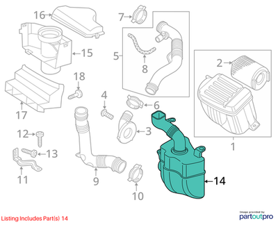 2011–2015 VW Jetta Engine Air Intake Resonator Used OEM 1K0129622D
