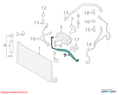 2007–2015 Mini Cooper A/C Discharge Hose OEM 64539224859