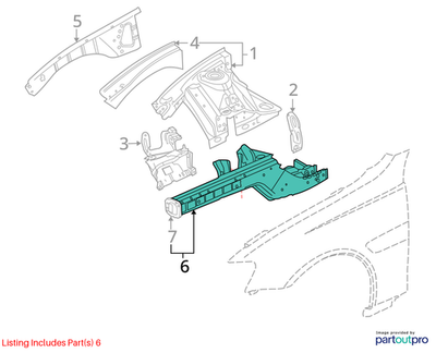 2009 Chevrolet Lumina Left Front Compartment Side Rail Used OEM 92194474
