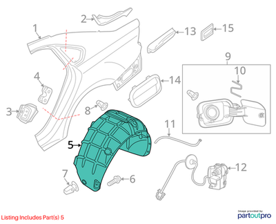 Volkswagen 2012-2015 Passat Quarter Panel Splash Shield 561810971A