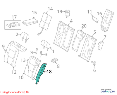 Audi 2016 Audi A4 Seat Back Bolster Assembly 8K0885701L73G