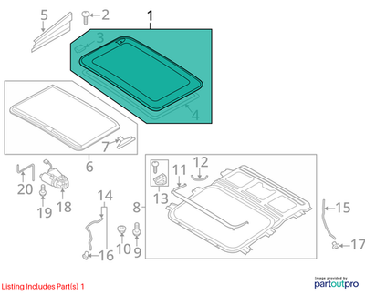 2010-2012 AUDI A4 SUNROOF GLASS USED OEM 8K5877071A