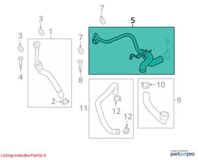2012 Mini Cooper Countryman Turbo Coolant Return Line Used OEM 11539845352