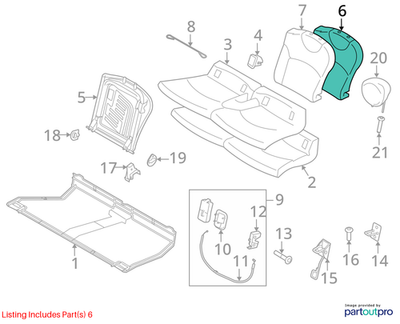2011–2015 Mini Cooper Rear Seat Back Foam Right Side Used OEM 52202751254