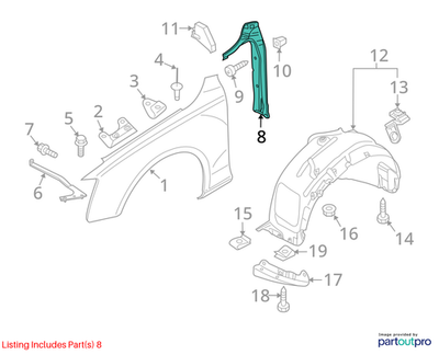 Audi Q5 Fender Closing Plate 8R0821111C