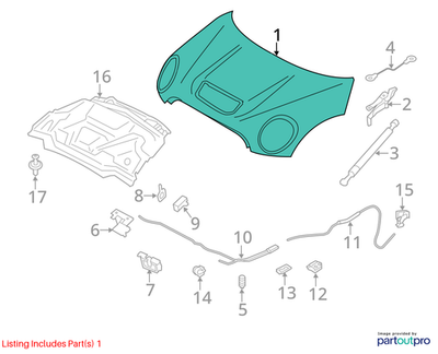 2007–2015 Mini Cooper Hood / Bonnet OEM 41617318364