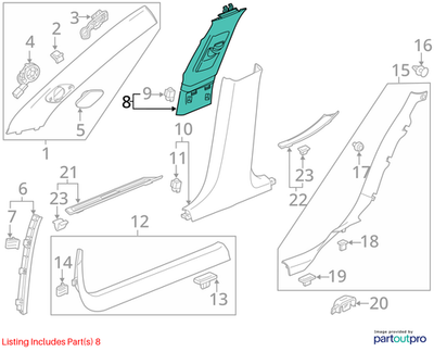 2018 Cadillac CTS Center Pillar Upper Trim Panel Right Used OEM 84084098