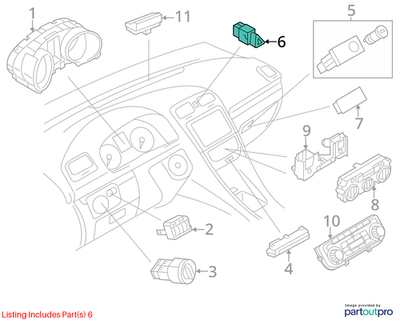 2011–2015 VW Jetta Hazard Warning Switch OEM 5C6953509A