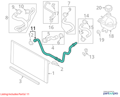 2012 Mini Cooper Countryman Radiator Coolant Hose Used OEM  17129802099