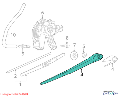 2012 Mini Cooper Rear Wiper Arm Used OEM 61622754287