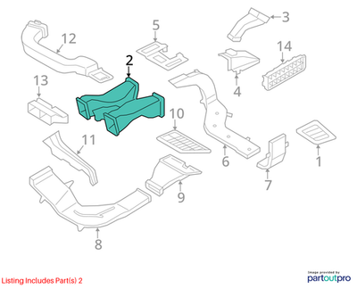 2013 BMW 520i Middle Rear Air Duct USED OEM 64229168935