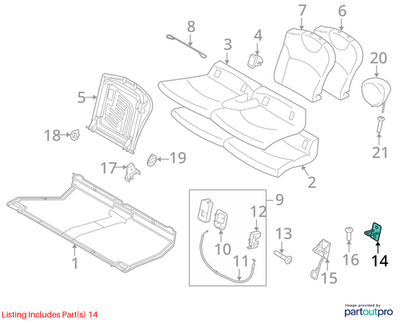 2011–2015 Mini Cooper Rear Seat Fold Lock Striker Used OEM 52202751363