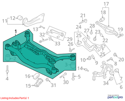 2012 Volkswagen CC Rear Support Frame Used OEM 3C0505235AC