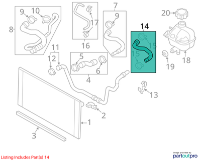2012 Mini Cooper Countryman Radiator Coolant Hose Used OEM 17129802098
