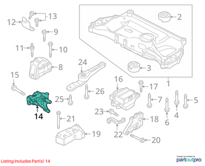 2011–2015 VW Jetta Engine Mount Bracket Used OEM 06F199207Q