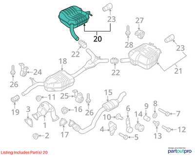 2013 Audi Q5 Exhaust Resonator Used OEM 8R0253609AF