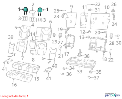 Jeep 14-23 Cherokee Second Row Headrest Outboard 1VR30DX9AA