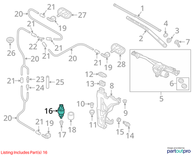 2012–2018 Audi A6 / A7 Windshield Washer Pump Used OEM 1K5955651
