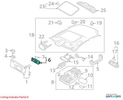 2014 Audi A6 Sun‑Visor Lamp / Vanity Mirror Light Used OEM 4E0947105C