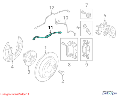 2011-2015 Mini Cooper Rear Brake Hose Used OEM 34306788443