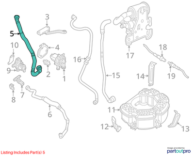 Volkswagen 2014-2018 Jetta Secondary Air Injection Pump Hose 1K0131149H