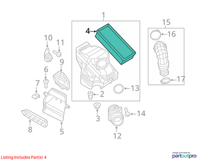 2010 - 2011 Audi A4  Engine Air Filter 8K0133843M