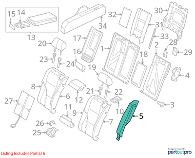 Audi 2012-2018 A6 Seat Back Bolster Assembly 4G0885701A38M
