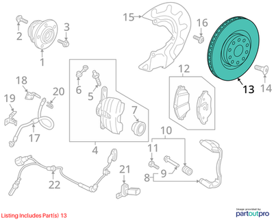 2012 Volkswagen CC Front Brake Rotor Set of 2 Used OEM 5Q0615301F