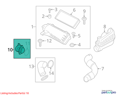 2012 Mini Cooper Mass Air Flow Sensor Used OEM 13627597085