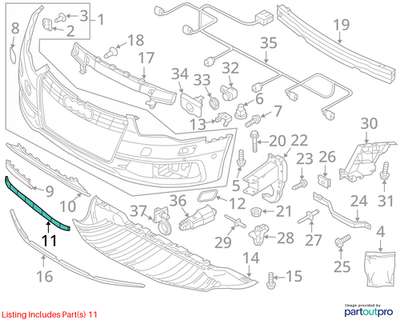 Audi 2012-2023 A6 Bumper Cover Spacer Panel 4G0807087