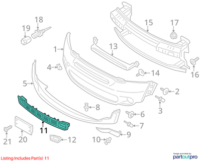 2012 Mini Cooper Countryman Lower Center Bumper Grille Used OEM 51119802061