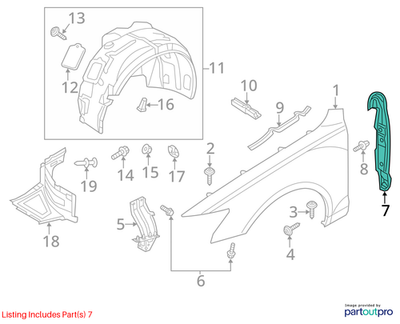 2012–2015 Audi A6 Fender Filler Panel Left Used OEM 4G0821111