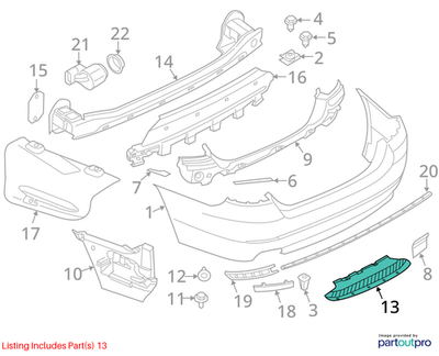 2013 BMW 520i F10 Rear Left Bumper Guide Support Used OEM 51127184765
