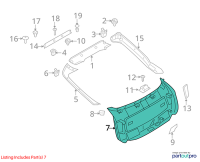 2012 BMW X6 Lower Tail Lid Trim Panel Used OEM 51497202523