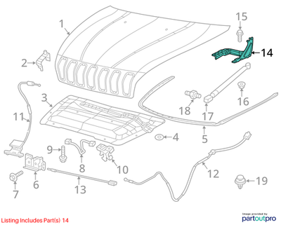 2014-2018 jeep Cherokee Hood Hinge Right 68103056AA