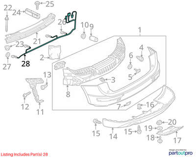 2015 Audi Q5 Rear Bumper Wiring Harness Used OEM 8R0971104BS