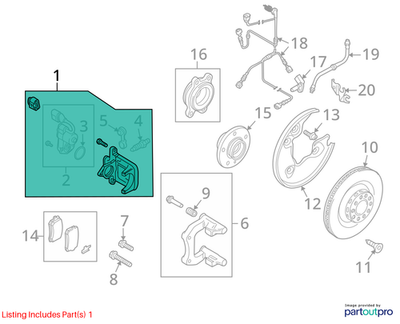 2010-2012 AUDI A4 BRAKE CALIPER HOUSING WITH SERVOMOTOR USED OEM 8K0615403B