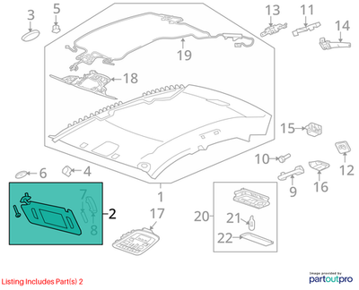 Cadillac 2008-2010 Cadillac CTS Sun Visor 20755997
