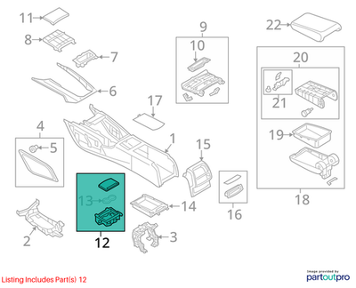 Audi 2012-2014 A6 Console Cup Holder 4G0862534A24A