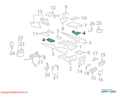 2007–2009 Chevrolet Lumina / Caprice Front Floor Console Insert OEM 92196148