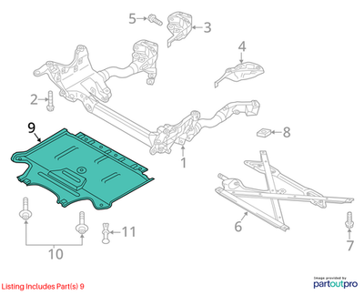 Audi 2009-2016 A4 Radiator Support Splash Shield 8K1863822J